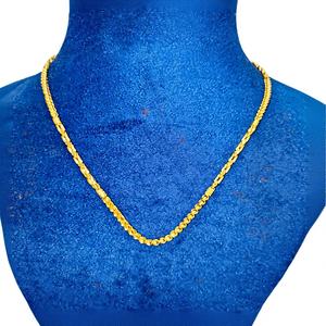 Collier fin unisexe en or jaune massif 22 carats, chaîne à maillons tubulaires et perles fantaisie, or véritable 916 marqué, bijoux raffinés - Product Image 1