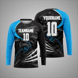 Camiseta deportiva de manga larga con sublimación personalizada – Camiseta de entrenamiento atlético con impresión de número y nombre de equipo personalizados - Product Image 1