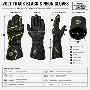 Fabricant OEM, vente en gros, gants de course moto personnalisés, cuir véritable, protection des articulations en carbone, gants de moto - Product Image 6