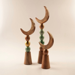 Arabic Wooden Crescent Moon Stands With Colorful <b>Beads</b>. <b>Set</b> Of 3 Perfect For Ramadan Home Decor, Eid Table Centerpieces & Gifts - Product Image 4