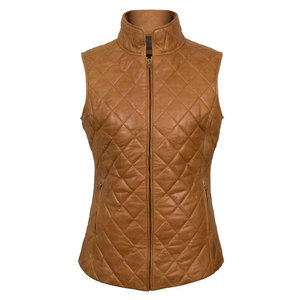 Salva Leather Women Breathable <b>Knitted</b> Quilted 100% Polyester Vest Stand Collar Zip-Up <b>Waistcoat</b> Casual Outerwear Regular Length - Product Image 6