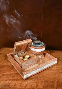 Vente chaude Ovale Bakhoor Boîte Brûleur Plateau Ensemble Économique Bois Matériel Bougeoirs Suivant La Dernière Tendance - Product Image 4