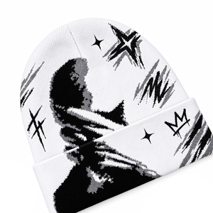 Gorro de Punto Jacquard Personalizado con Patrón Gráfico, Puño Doblado, Gorro de Invierno para Hombre y Mujer, Ropa de Estilo Personalizado - Product Image 3