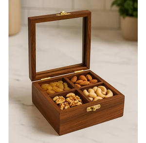 Perfect for Presenting Dry Fruit Modern Sustainable Wooden Storage Box for Nuts and Candy Handmade Finish - Product Image 2