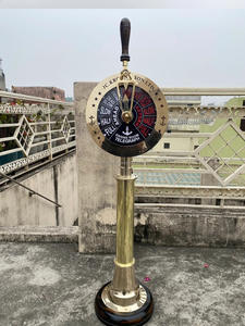 เครื่องควบคุมความเร็วทองเหลืองโบราณแบบเทเลกราฟพร้อมฐานไม้ ของตกแต่งสไตล์เรือเดินสมุทรสำหรับตกแต่งบ้านและสำนักงาน - Product Image 4