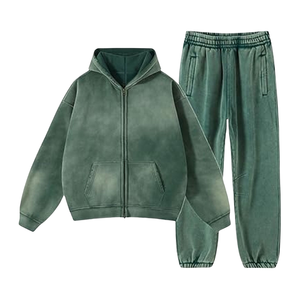 Ensemble de survêtement pour homme, veste en molleton vintage, pantalon de jogging, tenue streetwear oversize pour l'hiver - Product Image 2
