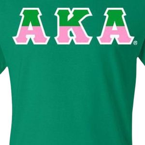 Camiseta AKA de dos tonos con letras griegas para mujer, camiseta verde y rosa para hermandades, ropa informal universitaria, top de verano - Product Image 2