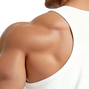 White Solid Breathable Slim Fit Men Tank <b>Top</b> Sleeveless 100% Polyester Workout Fitness Training Sport <b>Vest</b> - Product Image 4
