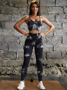 Conjuntos de Yoga Sin Costuras Tie Dye para Mujer 2026, Ropa Deportiva para Correr, Conjuntos de Gimnasio y Fitness, Bra Deportivo Sin Mangas de Corte Ajustado - Product Image 4
