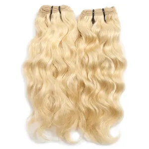 100 Percent Remy Bulk Wavy Human <b>Hair</b> Natural Blonde <b>Body</b> <b>Wave</b> Texture Silky Soft <b>Hair</b> for Wig Making Salon Use - Product Image 2