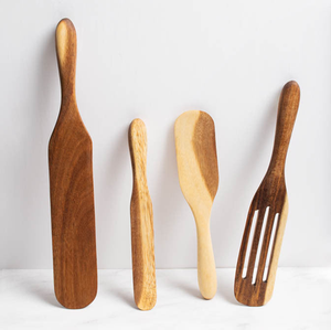 Cuillère en bois, spatule multifonction, spatule de cuisine, bâtonnet plat pour remuer, 2 pièces en gros - Product Image 6