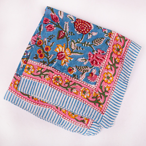 Fashion Floral Square Cotton Breathable Scarf Multifunctional Winter Spring Summer Style Blue <b>Pink</b> Patterned Neck <b>Wrap</b> - Product Image 6