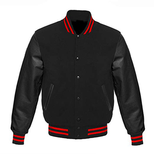Hot Selling <b>Men</b> <b>Jacket</b> Letterman Custom Color Varsity Stand Collar Custom Classic Embroidery Front Black Couple College <b>Baseball</b> - Product Image 3