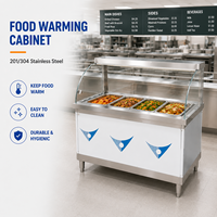 RVS bain-marie voedselwarmer met gebogen glazen spatscherm elektrische stoomtafel restaurantbuffet