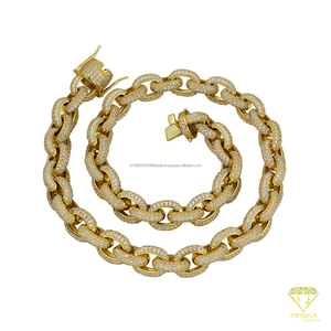 Collier en argent sterling 925 avec diamants Moissanite, design chaîne cubaine fine, pour les acheteurs en gros de bijoux de luxe Hip Hop - Product Image 2