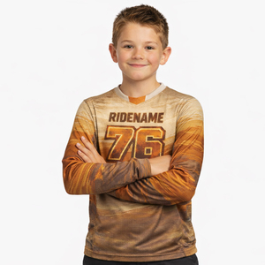 เสื้อแข่งรถเด็กปรับแต่งได้ 100% โพลีเอสเตอร์ ระบายอากาศได้ดี สำหรับรถออโต้และมอเตอร์ไซค์  ชุดแข่งรถมอเตอร์ครอส MX แบบซับลิเมชั่น - Product Image 1