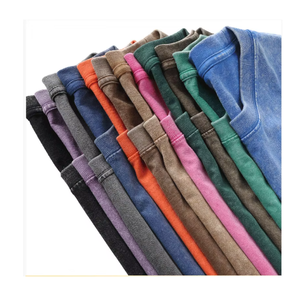 Camiseta Retro de Manga Corta de Algodón Tejido de 230g para Hombre y Mujer, Estilo Casual con Hombros Caídos - Product Image 1