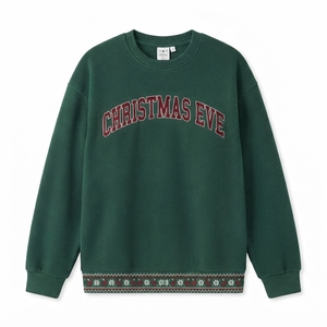 Women's Christmas Long Sleeve Sweatshirt Crew Neck Festive Casual Pullover Printed Sleeve Holiday Top Cozy Winter Seasonal - Product Image 4