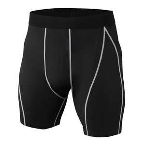 <b>Men</b> Compression <b>Shorts</b> Solid <b>Black</b> Spandex Polyester Quick Dry Sporty Style Mid Waist Elastic Closure - Product Image 2
