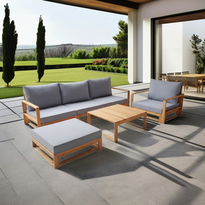 Ensemble de canapés d'usine vietnamienne en acacia (4 pièces) convertible pour intérieur et extérieur, mobilier de salon et de patio pour usage hôtelier - Product Image 1