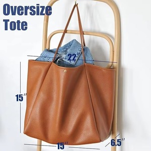 Oversize Pu Leather <b>Tote</b> Women Weekender Bag Shopper Handbag Travel Purse Shoulder Bags - Product Image 3