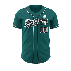 Camiseta de Béisbol Personalizada Negra y Verde Azulado para Hombre, Uniforme de Equipo con Botones, Transpirable, de Poliéster Antibacteriano, Manga Corta, Deportiva - Product Image 5