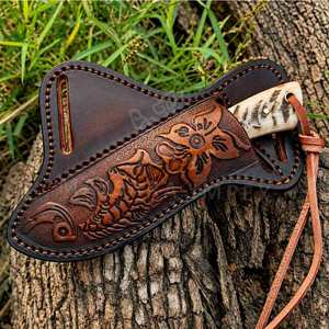 Cuchillo vaquero personalizado hecho a mano de acero damasco y cobre, cuchillo occidental personalizado con funda para cinturón, regalo de Navidad - Product Image 5