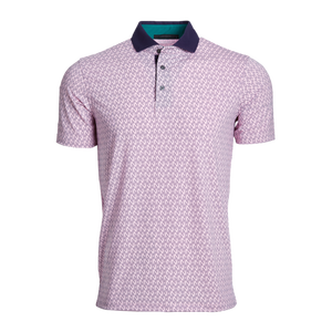 Chemise rose à manches courtes pour homme, 100 % polyester, couleur unie, tissu tricoté, coupe décontractée, boutonnée, séchage rapide - Product Image 4