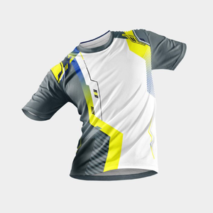 Maillot de football de performance pour hommes – Sublimation personnalisée, dégradé rouge et bleu, séchage rapide, évacuation de l'humidité, coupe athlétique. - Product Image 6