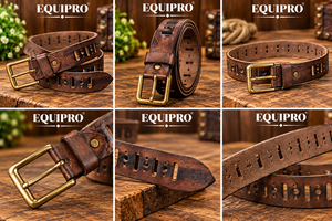 Cinturón Casual Equipro Vintage de Cuero Genuino con Estampado Animal, Impermeable, Transpirable, con Hebilla Cuadrada de Aleación Marrón - Product Image 3