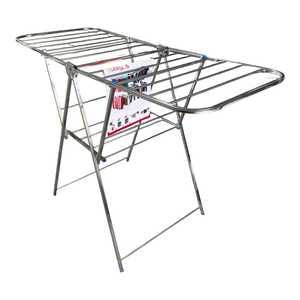 Séchoir à linge double en acier, pliable verticalement, gain de place, multifonctionnel pour petit appartement et salle de bain - Product Image 2