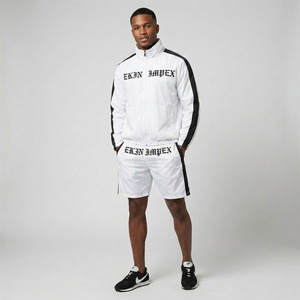 Men Streetwear <b>Gothic</b> Letter Print Windbreaker <b>Jacket</b> Shorts Set Summer Casual Two Piece Tracksuit Custom Logo - Product Image 3
