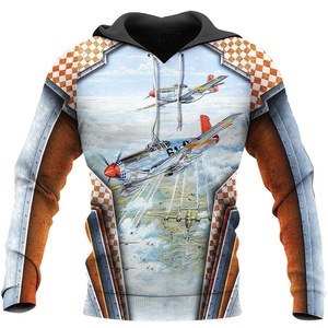 Sudadera con Capucha de Manga Larga Unisex, con Estampado de Camuflaje Sublimado en 3D, 100% Algodón, Forro Polar, Resistente al Viento, Transpirable, con Diseño Divertido de Avión de Combate - Product Image 2