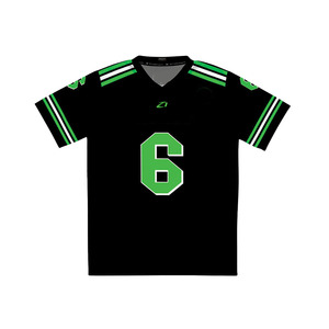 เสื้อฟุตบอลอเมริกันตาข่ายสีเขียวดำแบบกำหนดเอง ยูนิเซ็กซ์ ระบายอากาศได้ดี คอวี ชุดทีม น้ำหนักเบา ชุดกีฬา ชุดฟุตบอล - Product Image 4