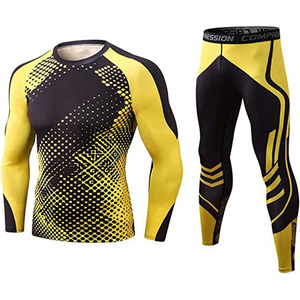 Survêtement de compression camouflage pour homme, manches longues, col rond, séchage rapide, coupe sportive, léger, en spandex et polyester, idéal pour l'été - Product Image 5