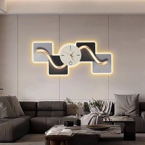Grande 39.4 \ "moderno silenzioso astratta decorazione geometrica orologio da parete per soggiorno illuminazione arte - Product Image 3