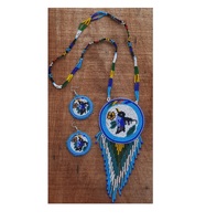 Ensemble de bijoux pour femmes, collier et boucles d'oreilles en chaîne à maillons avec perles de verre multicolores artisanales, style ethnique personnalisable