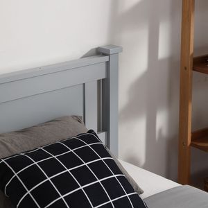 Letto matrimoniale in legno con pannello decorativo a motivo verticale grigio - Product Image 6