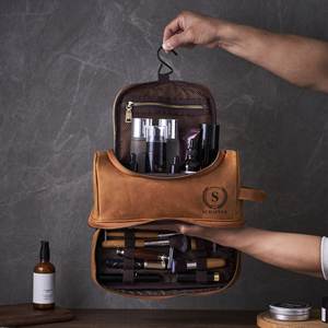 Mens Genuine Leather Toiletry Bag Vintage Dopp <b>Kit</b> Travel Organizer Bag Luxury <b>Shaving</b> Wash Bag Wholesale Price TYG-0102 - Product Image 2
