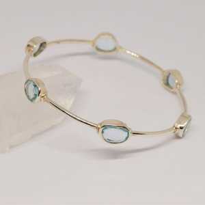Blue Topaz Bangle <b>Bracelet</b> Sterling Silver December Birthstone Gemstone Jewelry For Women - Product Image 6