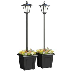 Set di 2 Luci Solari da Giardino Nere con Vaso per Fiori e Illuminazione Ambientale - Product Image 5
