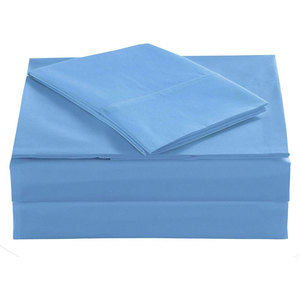 High Solid Blue <b>Comforter</b> <b>Set</b> Ultra Soft Breathable Linen 400TC Fitted Durable Easy Care Eco-Friendly Home Guest Room Hotel Use - Product Image 1