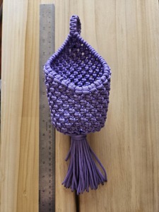 Handmade Purple Macrame Hanging Basket For Fruits <b>Vegetables</b> Kitchen Storage And Aesthetic Home Organization From India - Product Image 4