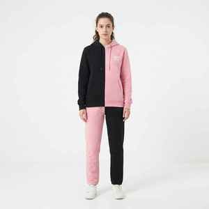 <b>Women's</b> Color Blocked Hooded Tracksuit Set <b>Fleece</b> 2-Piece Casual Sportswear Pink <b>Black</b> Full Sleeve Ankle Length - Product Image 4