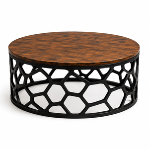 Mesa de Centro de Madera Orgánica con Diseño Geométrico Moderno para Sala de Estar, Mueble Contemporáneo para el Hogar, Decoración para Salón - Product Image 1