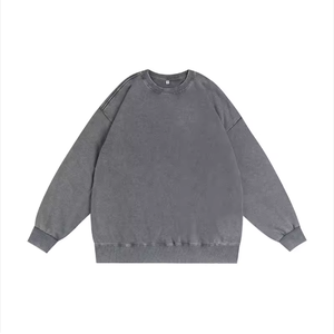 Sudadera de punto de algodón lavado oversize para hombre, cuello redondo, color liso, manga larga, estilo casual, para otoño - Product Image 2