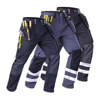 Pantalones de Trabajo de Seguridad Transpirables de Alta Visibilidad al por Mayor, Unisex, con Múltiples Bolsillos, de Algodón Elástico y Spandex de Alta Calidad