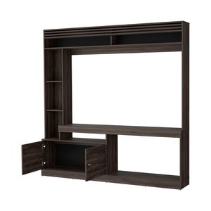 Mobile TV in Noce con 2 Ante e Vano Aperto, Armadietti per Soggiorno - Product Image 4