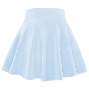 Falda Escolar de Punto Azul Claro para Niñas, Falda Escolar Informal de Algodón con Bolsillos - Product Image 1