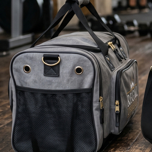 Sac de sport en toile OEM gris avec fermeture éclair, multifonctionnel, pour exercices, fitness, sport, unisexe - Product Image 2